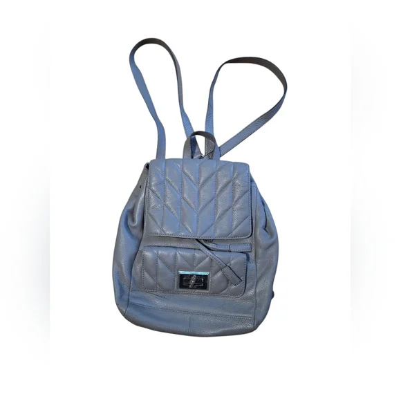 Karl Lagerfeld Gray Leather Backpack Purse. - Picture 2 of 10